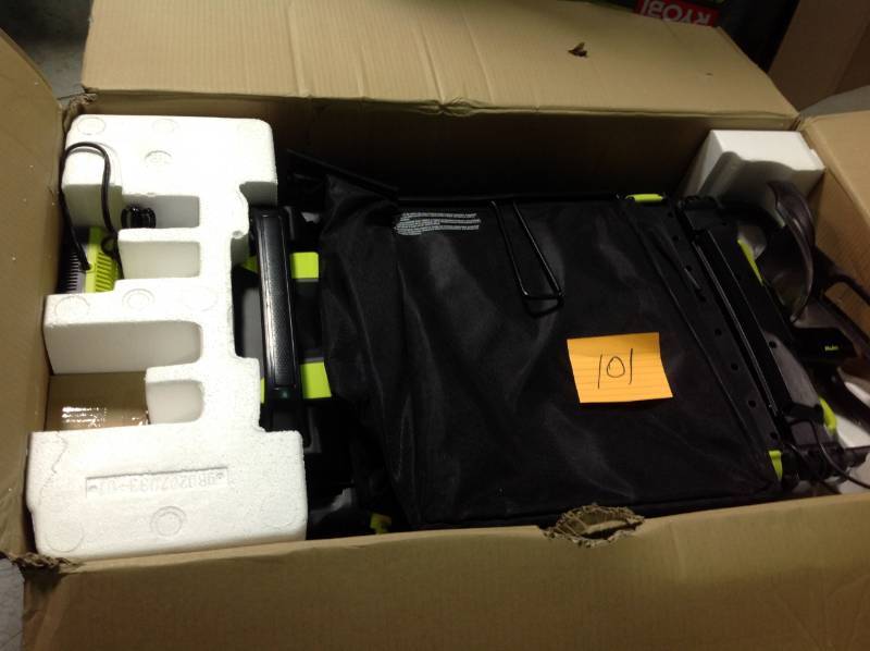 lot 101 image: Ryobi Walk Behind Lawn Mower Self Propelled 20in Cordless 40V Lithium Ion battery open box in like new condition