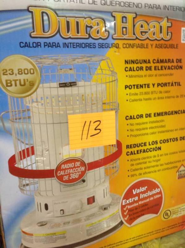 lot 113 image: Dura Heat 23,800 BTU Indoor Kerosene Portable Heater in like new condition