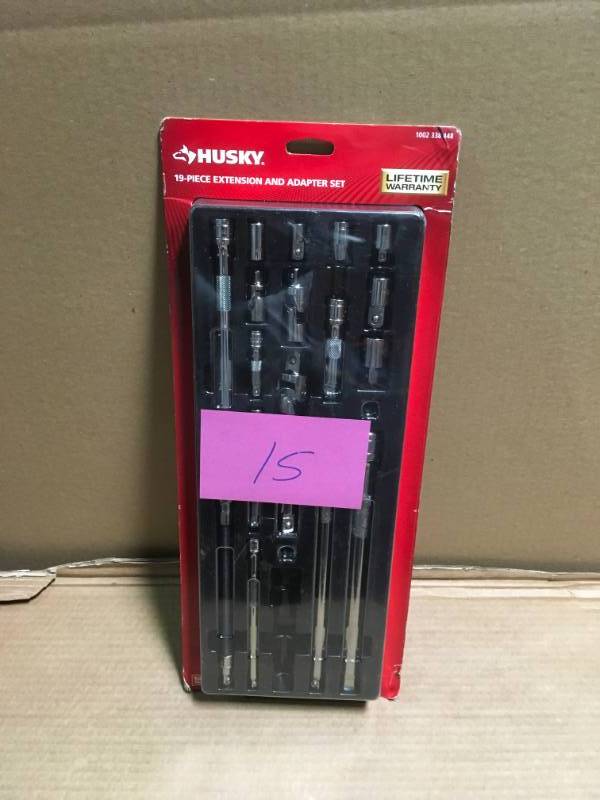 lot 15 image: Husky Accessory Set (19-Piece) MISSING ONE PC in like new condition