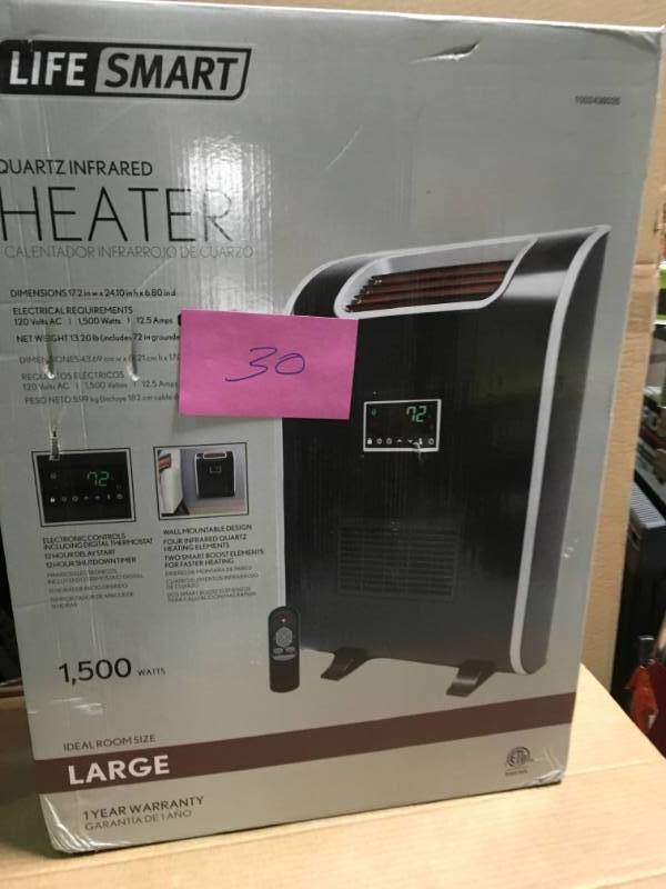 lot 30 image: Lifesmart 6-Element SlimLine Heater Unit with Smart Boost Technology in like new condition