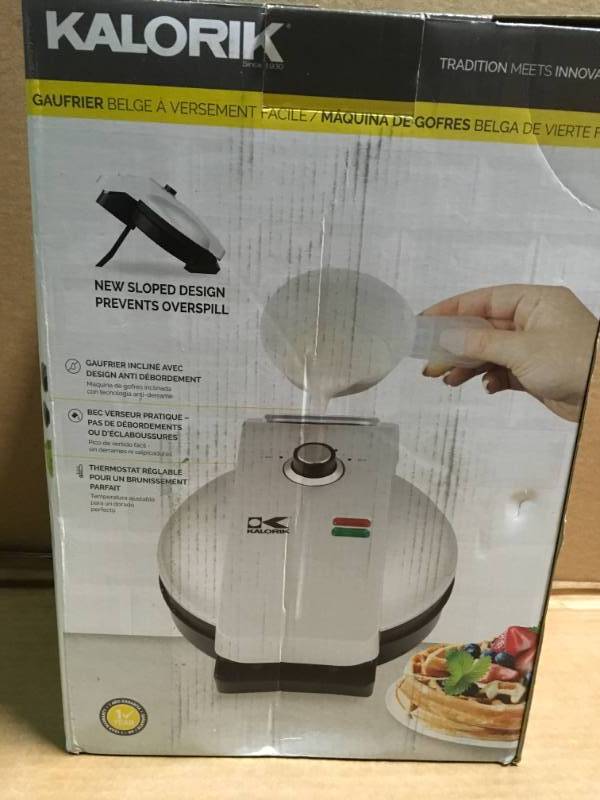 lot 31 image: KALORIK Easy Pour Belgian Waffle Maker in like new condition