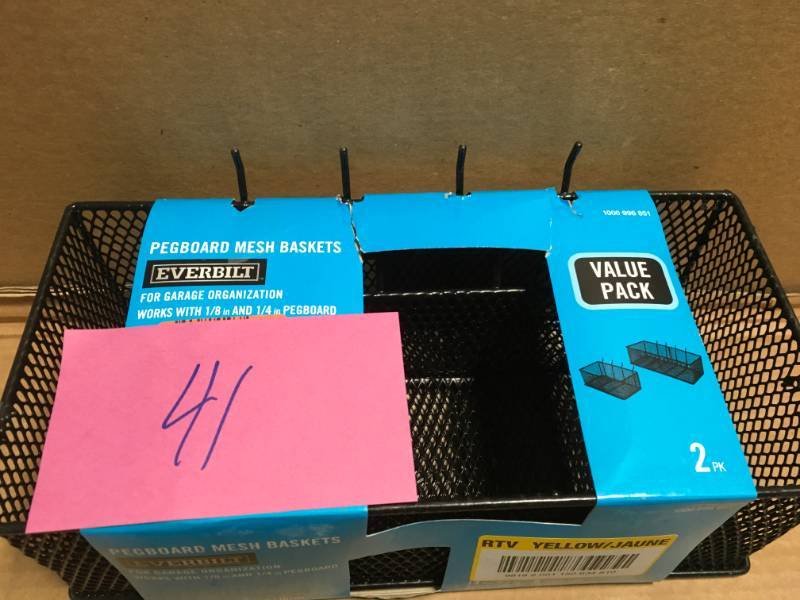 lot 41 image: Steel Mesh Pegboard Basket in Black(2-Pack) in like new condition