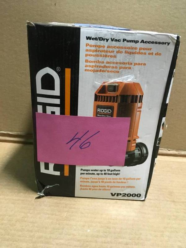 lot 46 image: RIDGID Quick Connect Pump Accessory for RIDGID Wet Dry Vacs in good condition