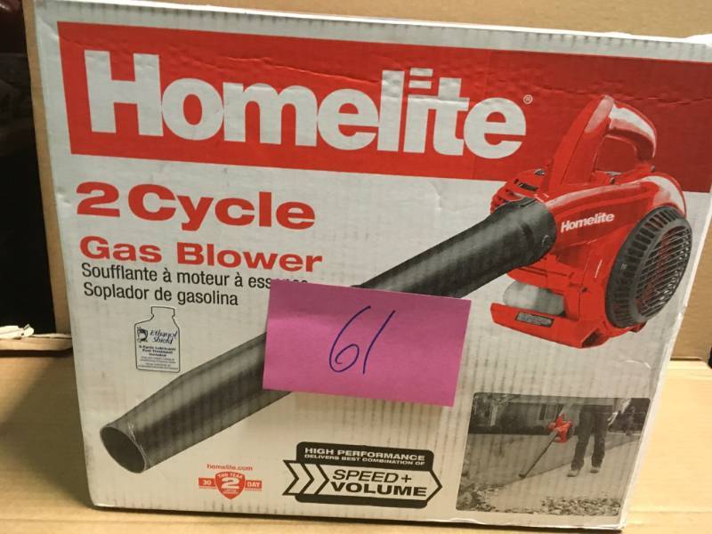 lot 61 image: Homelite 150 MPH 400 CFM 2-Cycle Handheld Gas Leaf Blower in good condition