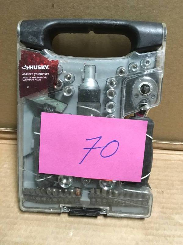 lot 70 image: Husky Stubby Wrench and Socket Set (46-Piece) in like new condition