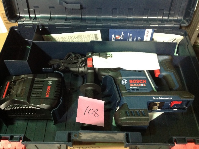 lot 108 image: Bosch Bulldog 36-Volt Lithium-Ion Cordless 1-18 in. SDS-Plus Variable Speed Rotary Hammer  tool and charger only missing battery in good conditions