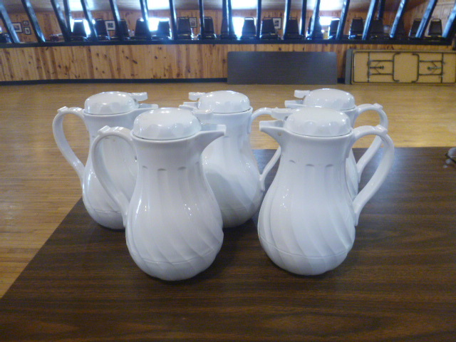 lot 23 image: 5 White Coffee Carafes