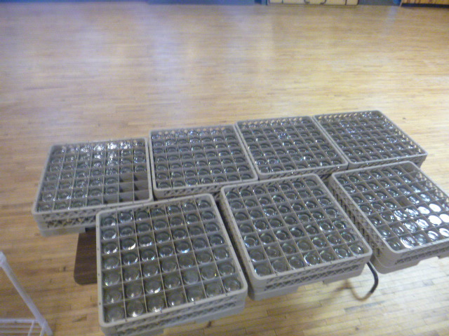 lot 35 image: 329 Juice Glasses in Glass Racks
