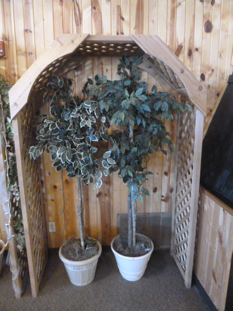 lot 171 image: Trellis and 2 Potted Artificial Trees