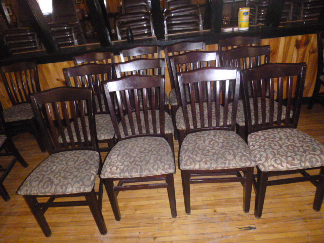 lot 268 image: 12 Wooden Padded Restaurant Chairs