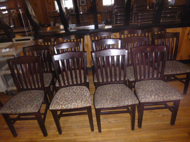 lot 270 image: 14 Wooden Padded Restaurant Chairs