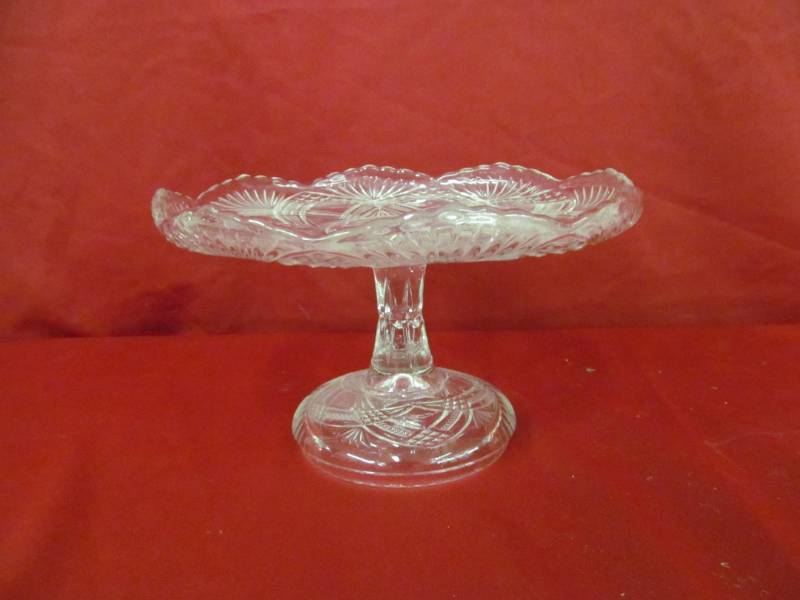 lot 23 image: pressed glass cake stand