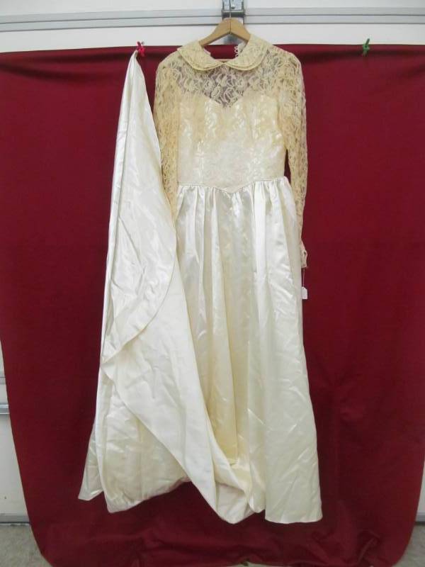 lot 72 image: vintage hand sewn 1954 wedding gown