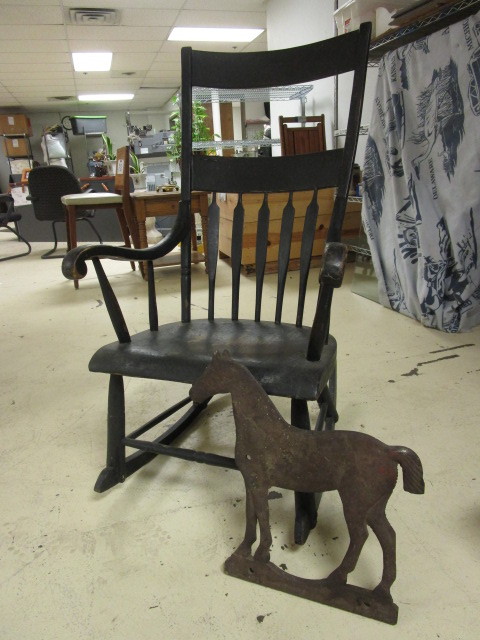 VINTAGE ROCKING CHAIR  VINTAGE WEATHER VANE TOP