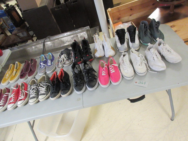 16 PAIRS OF GENTLY USED SHOES CONVERSE, AIR JORDAN, VANS, AND MORE