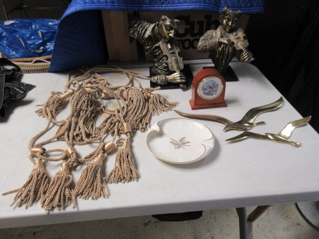 BRASS STATUES, PAIR OF BIRDS AND MORE