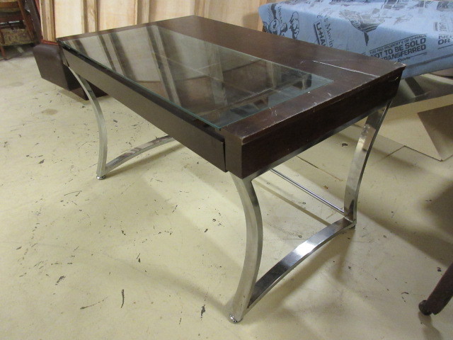 GLASS TOP DESK WITH DRAWER