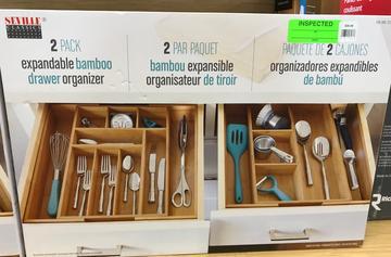 lot 22 image: SEVILLE EXPANDABLE BAMBOO DRAWER ORGANIZER 2PK