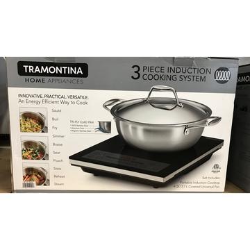 lot 24 image: TRAMONTINA 3-PIECE INDUCTION COOKING SYSTEM