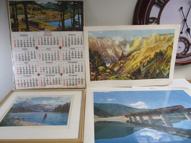 lot 65 image: Lot of Orig Vintage NORTHERN PACIFIC Railroad Advertising Prints & Posters etc