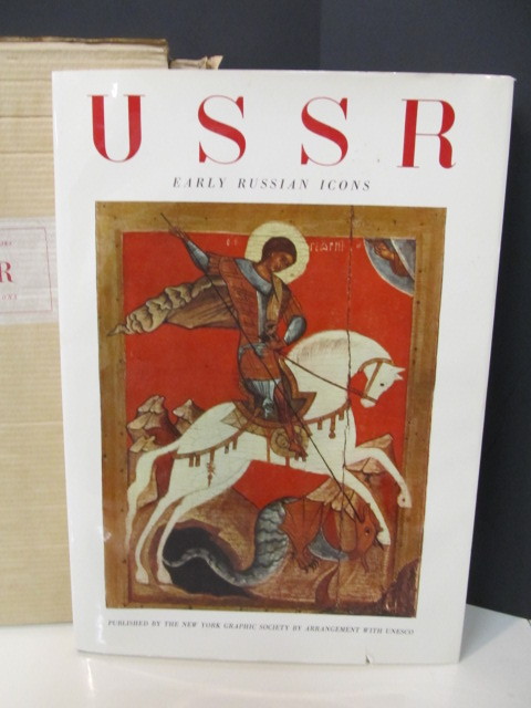 lot 126 image: LARGE Vintage USSR History of Russian Icons Hardcover Book wBox