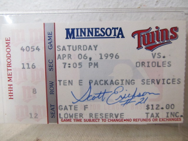 lot 173 image: Collection of MN TWINS Autographed Tickets - Hrbek Puckett Molitor etc