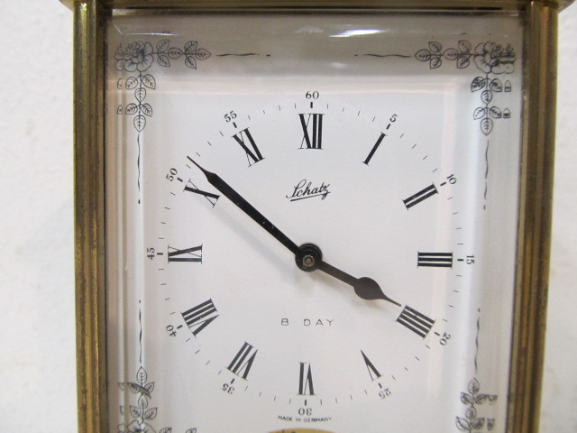lot 177 image: Vintage Schatz West Germany Small MantelCarriage Wind-up Clock