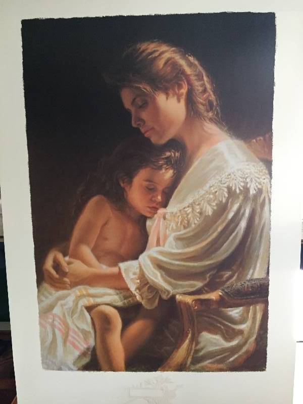 lot 366 image: Qty 75 IN HER MOTHERS ARMS Prints by Robert Olson