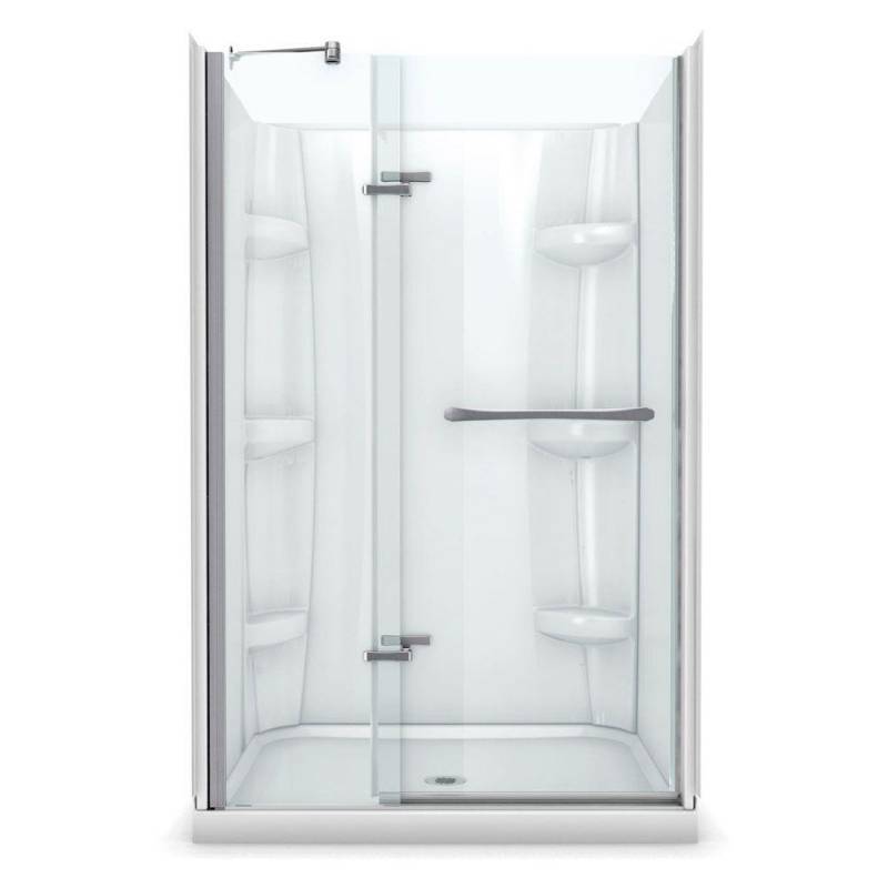 lot 12 image: MAAX Reveal 32 in. x 48 in. x 76.5 in. Center Drain Alcove Shower Kit in White, 105963-000-001-100