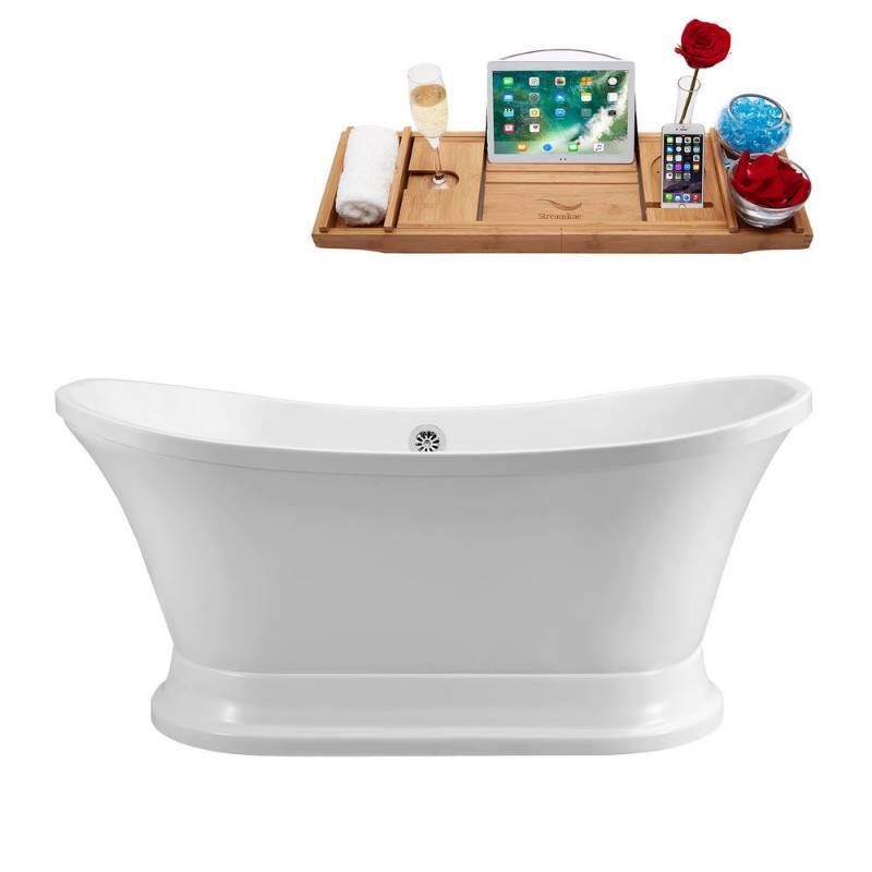 lot 17 image: Streamline Freestanding 60 in. Acrylic Flatbottom Non-Whirlpool Bathtub in Glossy White with overflow, N200CH