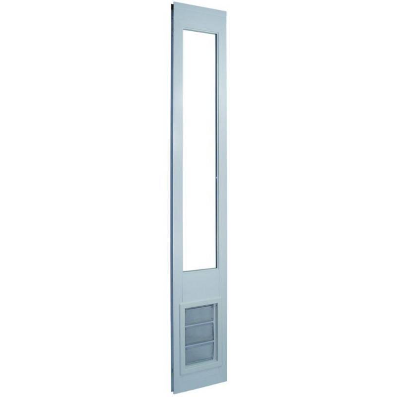 lot 106 image: Ideal Pet 6.625 in. x 11.25 in. Medium White Vinyl Pet Patio Door fits 92.75 in. to 94.5 in. Vinyl Slider, 94VIP150M