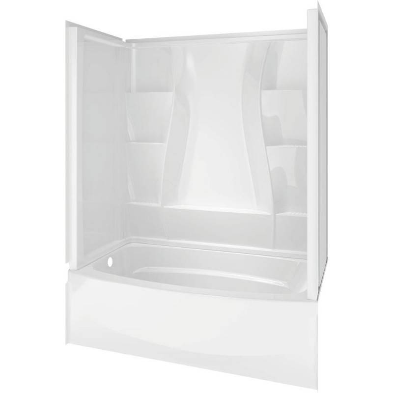 lot 140 image: Delta Classic 400 Curve 29.875 in. x 59.88 in. x 61.51 in. 3-Piece Direct-to-Stud Tub Surround in High Gloss White Shower Walls, 40204