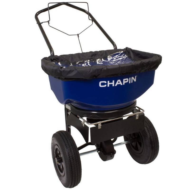 lot 150 image: Chapin 80 lb. Capacity Residential Broadcast Salt and Ice Melt Spreader. 80088A