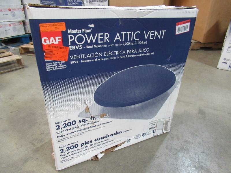 lot 103 image: Master Flow 1250 CFM Power Roof Mount Attic Fan in Weatherwood ERV5WW