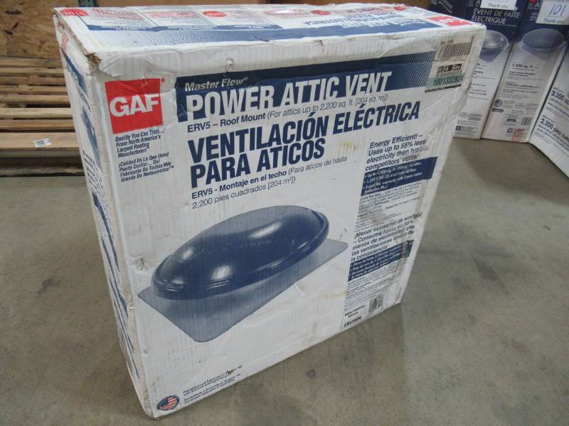 lot 105 image: Master Flow 1250 CFM Power Roof Mount Attic Fan in Weatherwood ERV5WW