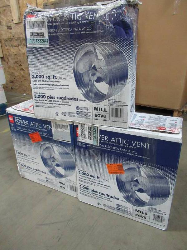 lot 29 image: 3 Master Flow 1600 CFM Power Gable Mount Attic Fans EGV6