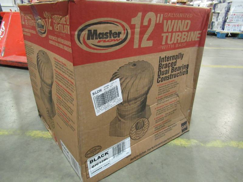 lot 37 image: Master Flow 12 in. Galvanized Internally Braced Dual-Bearing Wind Turbine in Black, GIC12BL