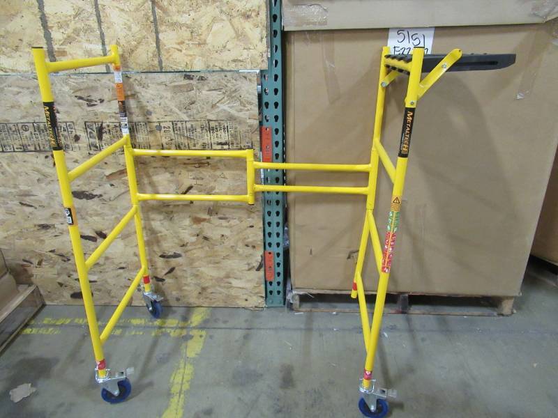 lot 3 image: MetalTech 4 ft. x 4 ft. x 2 ft. Mini Rolling Scaffold 500 lb. Load Capacity with Tool Shelf, I-IMCNAT - MISSING DECKS & CASTER