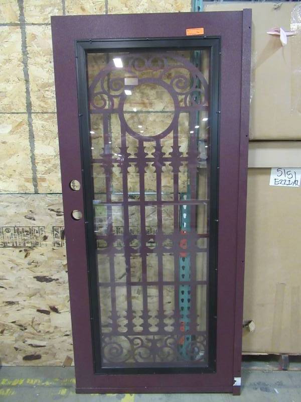 lot 7 image: Steel Security Door In Burgundy - Scratch and Dent.