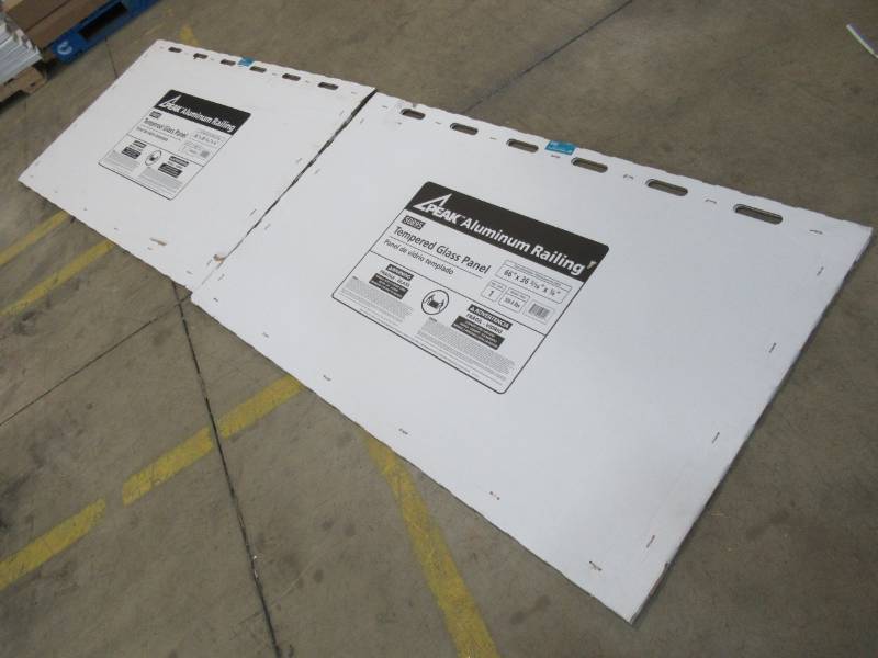 lot 71 image: 2 Peak Aluminum Railing 66 in. x 36-516 in. x 14 in. Tempered Glass Panels, 50895