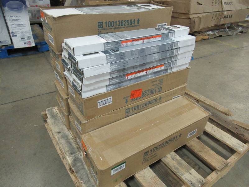 lot 88 image: PALLET OF ASSORTED MINI BLINDS, 27 X 64 ALABASTER (CREAM), CORDED AND CORDLESS