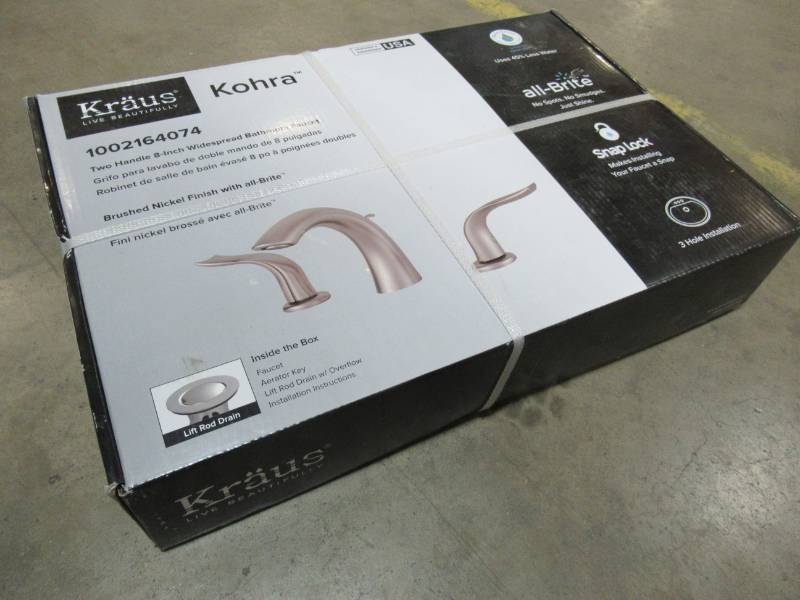 lot 164 image: Kraus Kohra 8 in. Widespread 2-Handle Bathroom Faucet in Brushed Nickel, FUS-14003BN