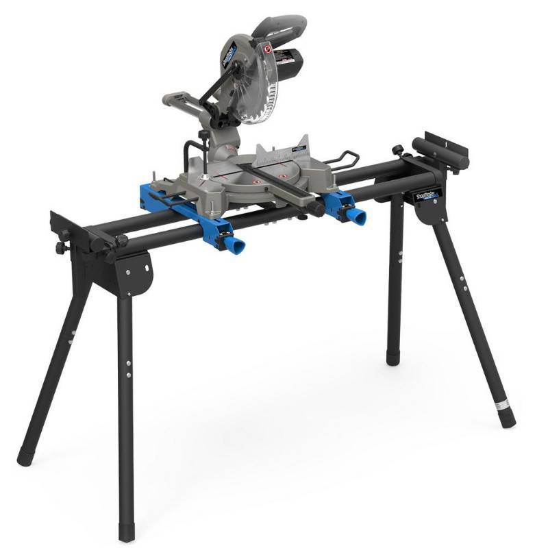 lot 178 image: Shopmaster 10-in 15-Amp Single Bevel Sliding Laser Compound Miter Saw with Stand, S26-261LS