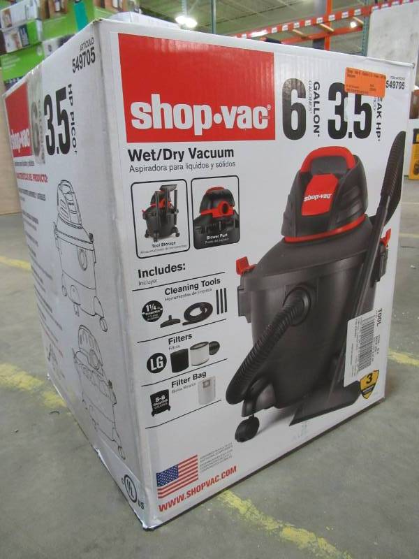 lot 187 image: Shop-Vac 6-Gallon 3.5-Peak-HP Shop Vacuum, 5922611
