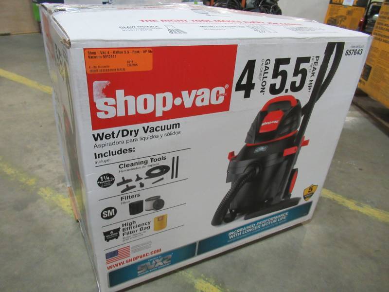lot 190 image: Shop-Vac 4-Gallon 5.5-Peak-HP Shop Vacuum 5910411