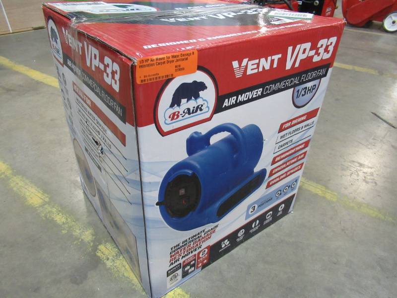 lot 199 image: B-Air 13 HP Air Mover for Water Damage Restoration Carpet Dryer Janitorial Floor Blower Fan, Blue, VP-33