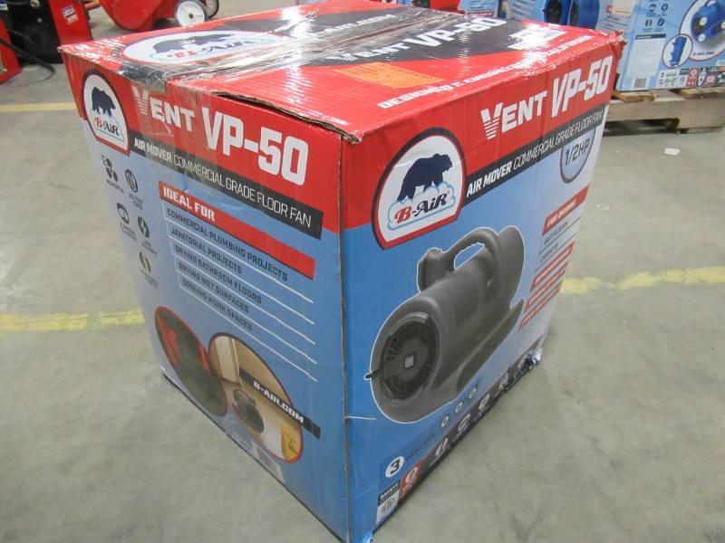 lot 200 image: B-Air 12 HP Air Mover for Janitorial Water Damage Restoration Stackable Carpet Dryer Floor Blower Fan, Grey, VP-50