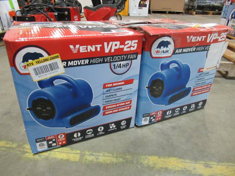 lot 201 image: (2) B-Air 14 HP 900 CFM Air Mover for Water Damage Restoration Carpet Dryer Floor Blower Fan Home and Plumbing Use, Blue, VP-25