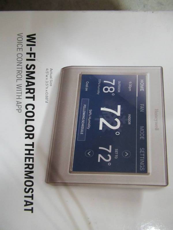 lot 162 image: Honeywell RTH9585WF Smart Wi-Fi 7 Day Programmable Color Touchscreen Thermostat, works with Amazon Alexa, SmartThings, Google Home, IFTTT