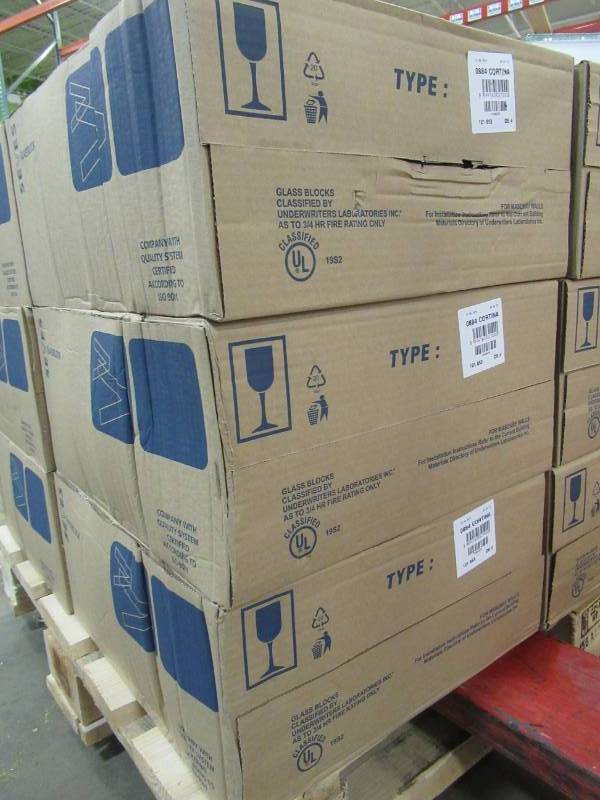 lot 135 image: 3 Cases of Seves 8 x 8 x 4 in. Cortina Glass Block - 8 BlocksCase, Model 5002873